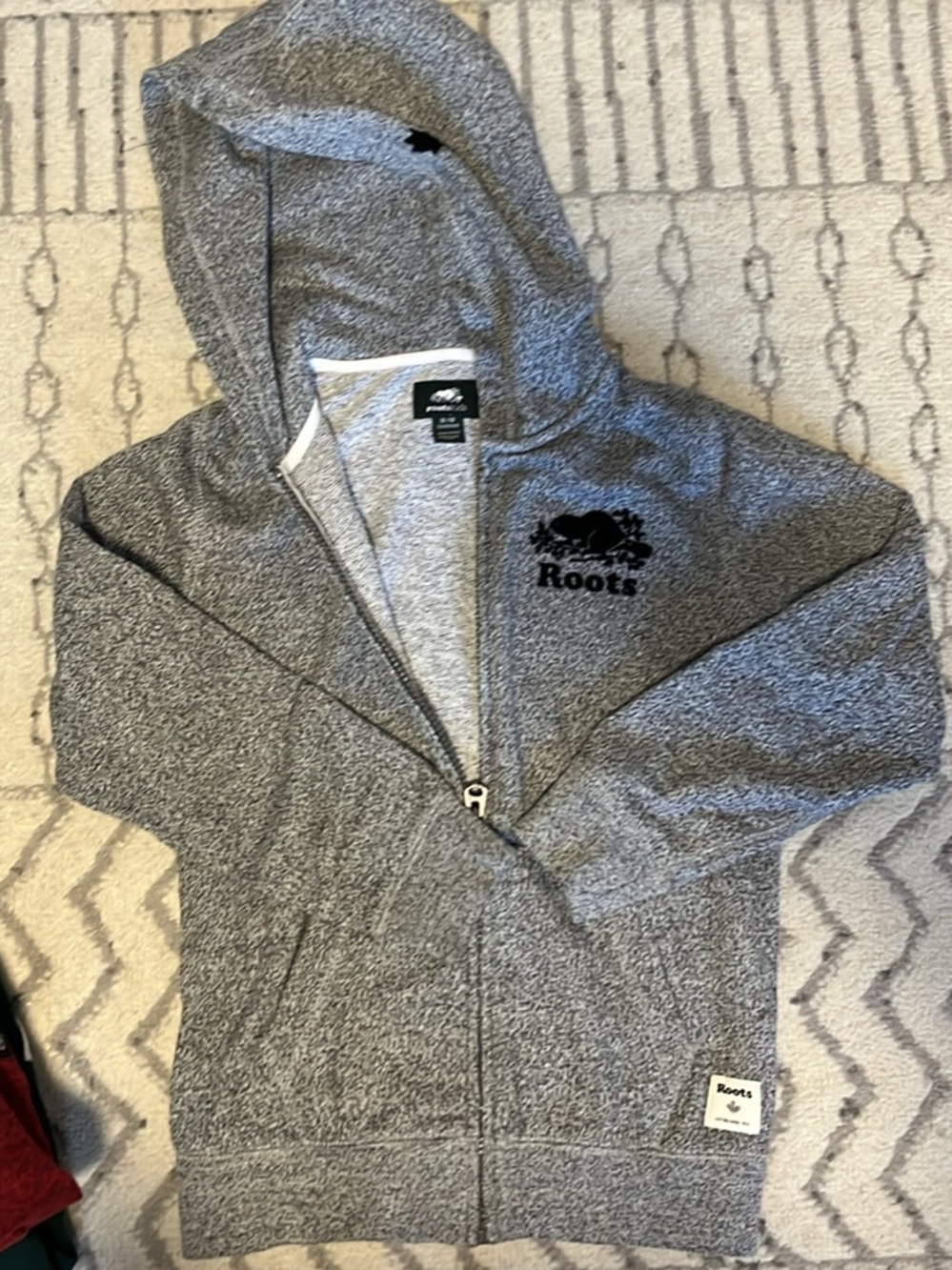 Roots Kids Gray Full-Zip Hoodie with Logo